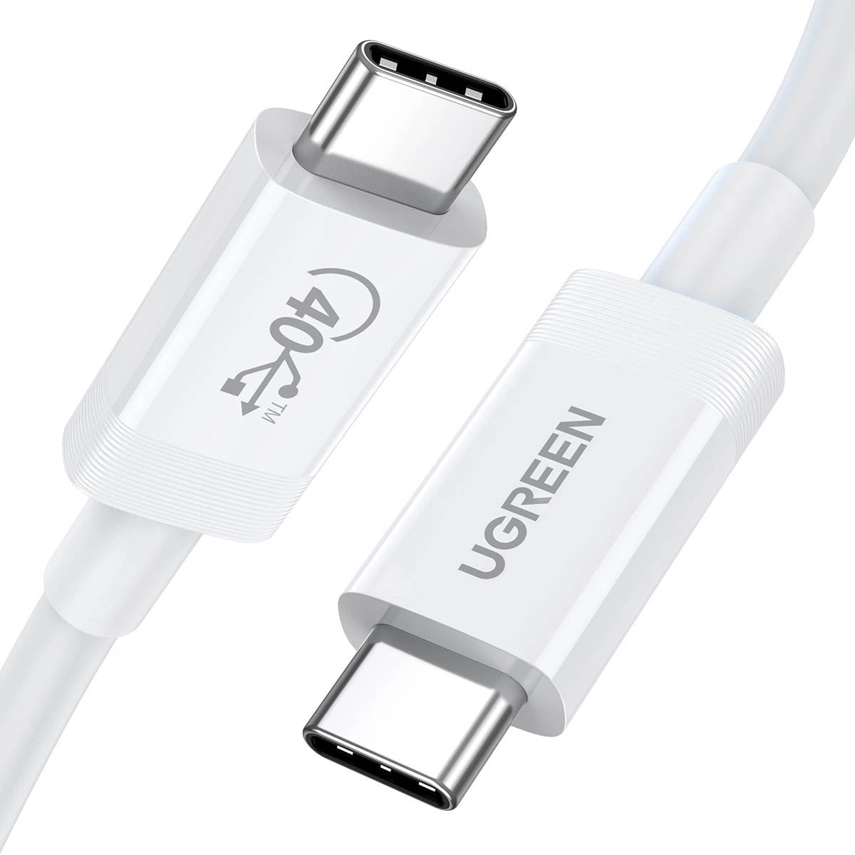 Ugreen USB4 Kabel 40Gbps 8K 60Hz USB Typ C - USB Typ C Stromversorgung PD 100W 0,8m Weiß (US506)
