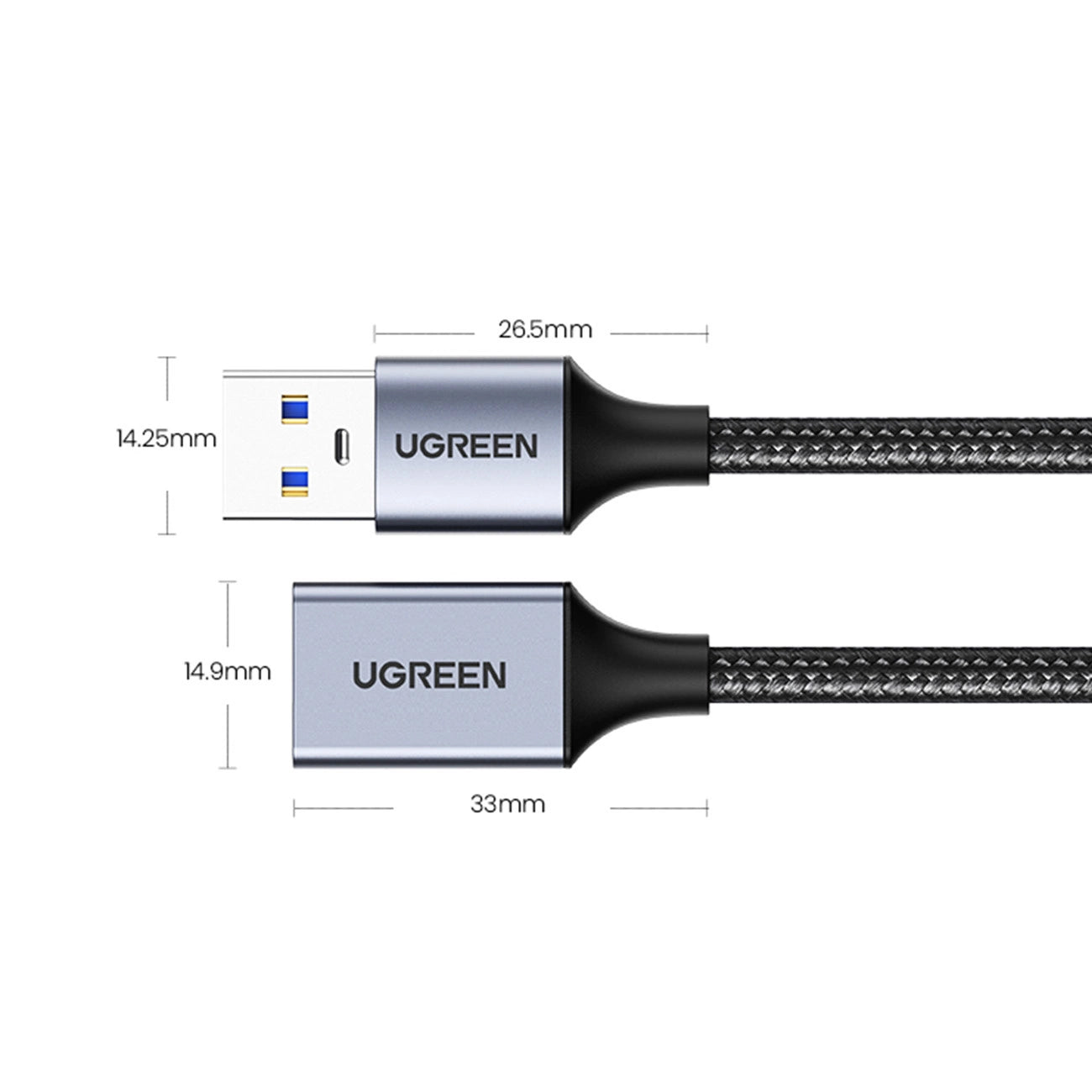 Ugreen Verlängerungskabel Adapterkabel USB (männlich) - USB (weiblich) 3.0 5Gb/s 2m grau (US115)