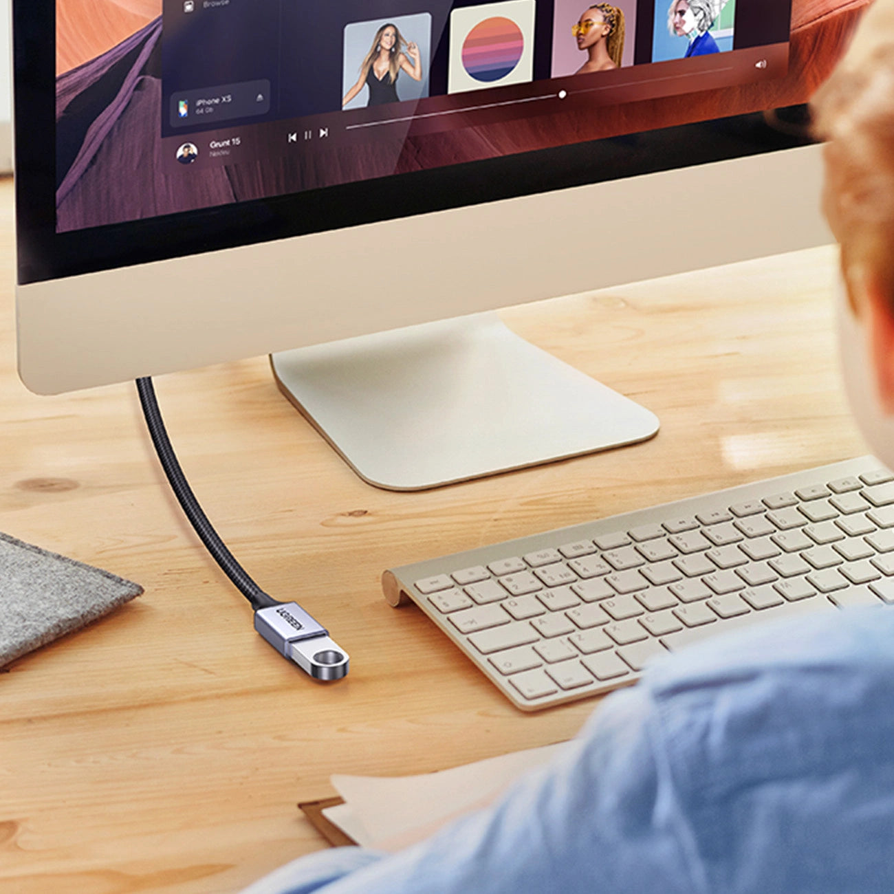 Ugreen Verlängerungskabel Adapterkabel USB (männlich) - USB (weiblich) 3.0 5Gb/s 2m grau (US115)