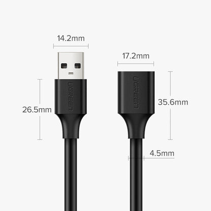 Ugreen Verlängerungskabel USB (männlich) - USB (weiblich) 2.0 480 Mbit/s 1,5 m schwarz (US103)