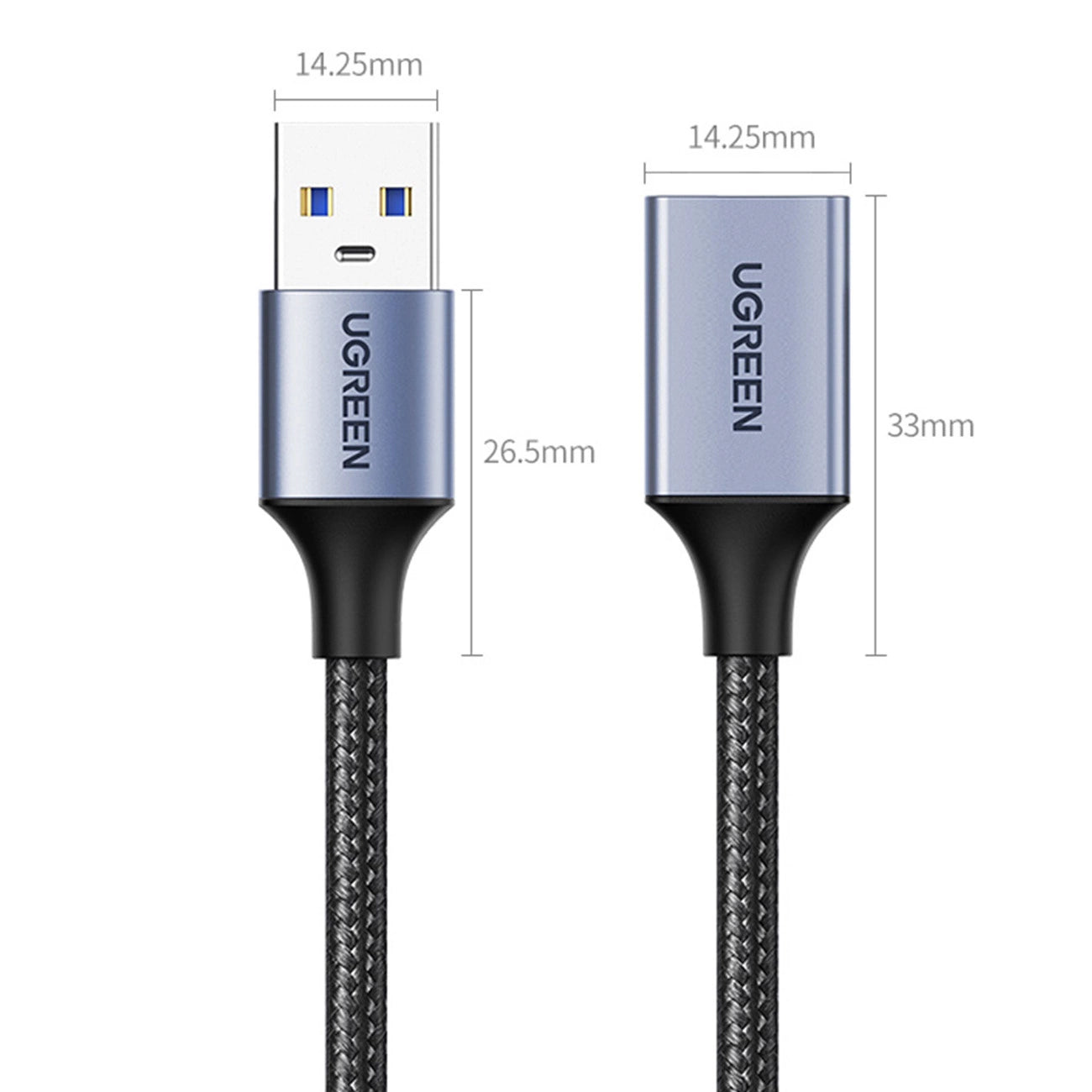 Ugreen Verlängerungskabeladapter USB (männlich) - USB (weiblich) 3.0 5Gb/s 1m grau (US115)