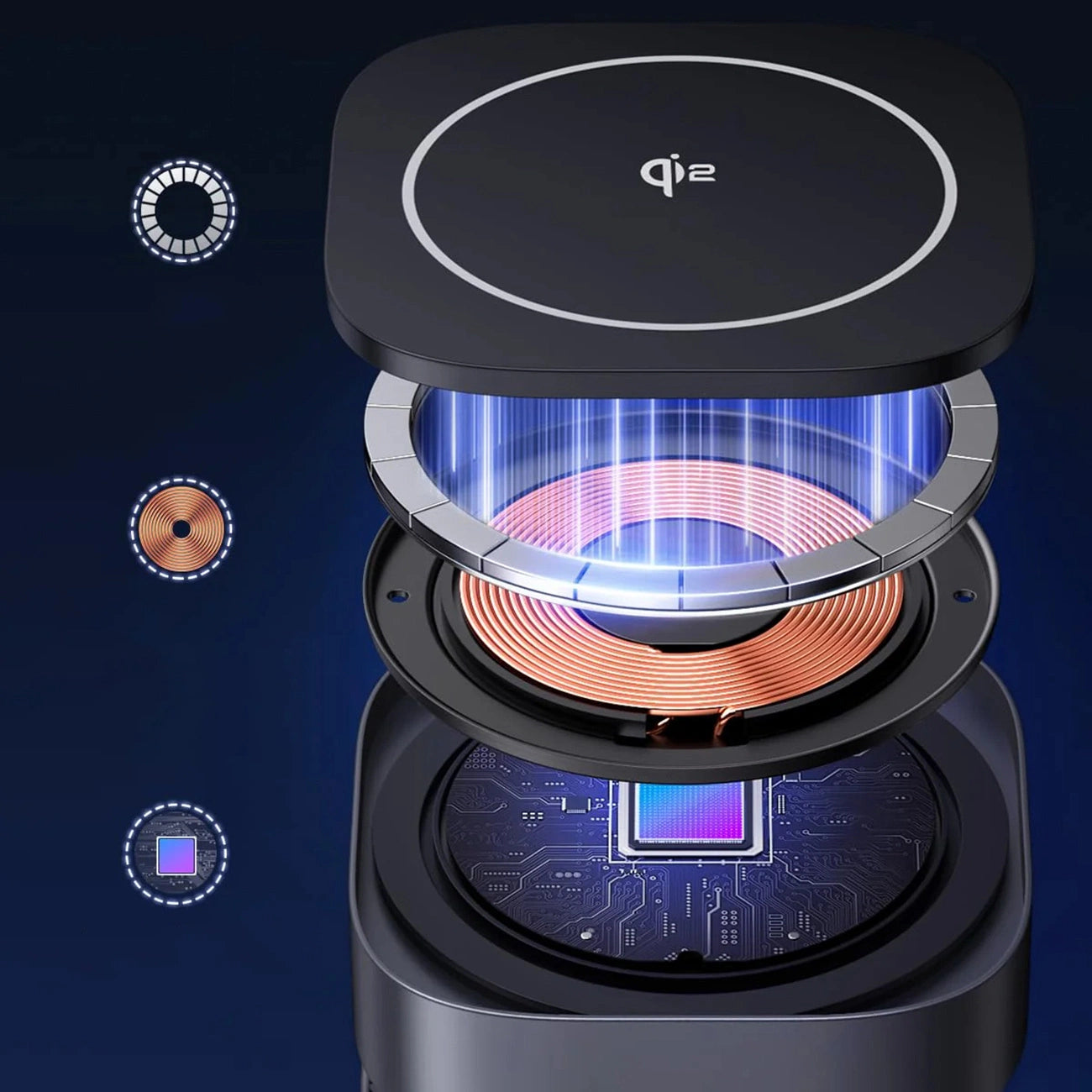 Ugreen W702 3in1 induktives Ladegerät mit MagSafe/Qi2 und USB-C-Anschluss für Telefon/Kopfhörer – Schwarz