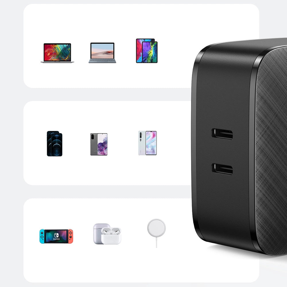 Ugreen Wandladegerät 2x USB Typ C 66W Power Delivery 3.0 Quick Charge 4.0+ schwarz (CD216)