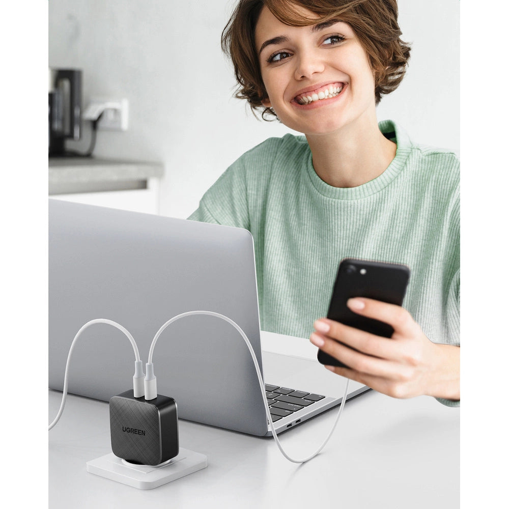 Ugreen Wandladegerät 2x USB Typ C 66W Power Delivery 3.0 Quick Charge 4.0+ schwarz (CD216)