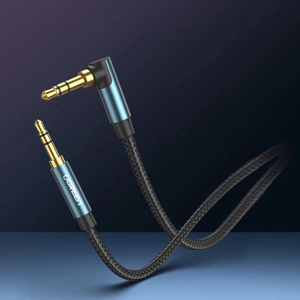 Ugreen abgewinkeltes AUX-Kabel 2 x Miniklinke 3,5 mm 1,5 m blau (AV112)