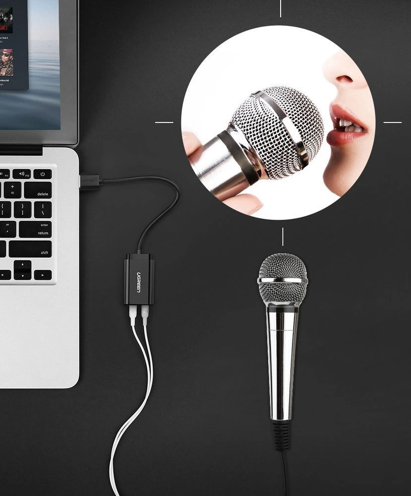 Ugreen externe Soundkarte Musikadapter USB - 3,5 mm Miniklinke 15cm schwarz (30724)