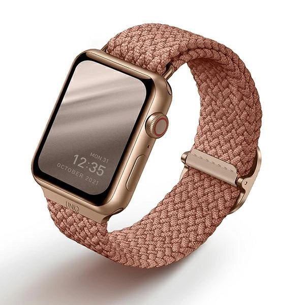 Uniq Aspen geflochtenes Armband für Apple Watch 1/2/3/4/5/6/7/8/SE/SE2 44/42/45 mm – Rosa