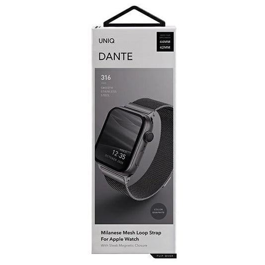 Uniq Dante Edelstahlarmband für Apple Watch 1/2/3/4/5/6/7/8/SE/SE2 42/44/45 mm – Graphit