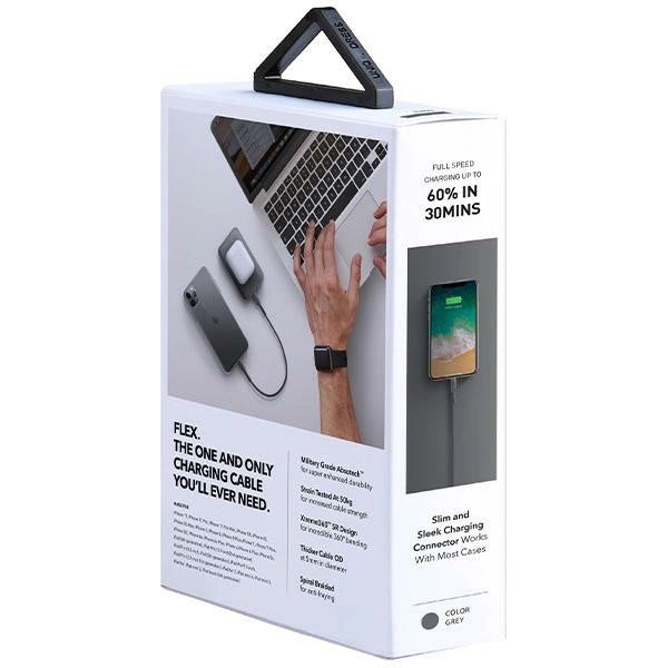 Uniq Flex USB-C / Lightning 18W Nylonkabel 30 cm - Grau