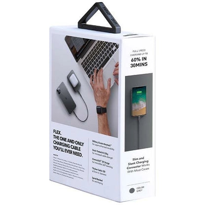 Uniq Flex USB-C / Lightning 18W Nylonkabel 30 cm - Grau