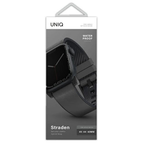 Uniq Straden Leder-Hybridarmband für Apple Watch 1/2/3/4/5/6/7/8/SE/SE2/Ultra 42/44/45/49 mm – Grau