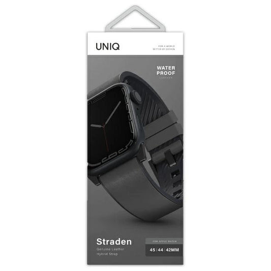 Uniq Straden Leder-Hybridarmband für Apple Watch 1/2/3/4/5/6/7/8/SE/SE2/Ultra 42/44/45/49 mm – Grau