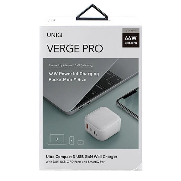 Uniq Verge Pro 66W GaN USB-C Wandladegerät – Weiß