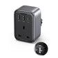 Wandladegerät 30 W (2xUSB/USB C/AC) / UK – EU-Adapter 13 A Ugreen CD314 – Schwarz
