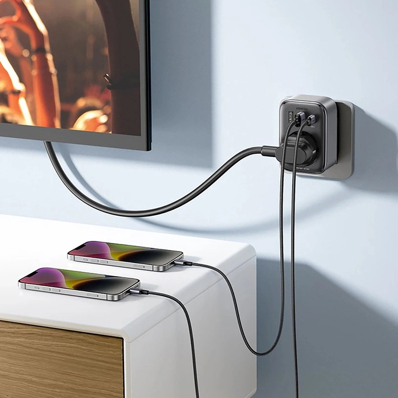 Wandladegerät 30W (2xUSB/USB C/AC) / Adapter EU - EU 13A Ugreen CD314 - Schwarz