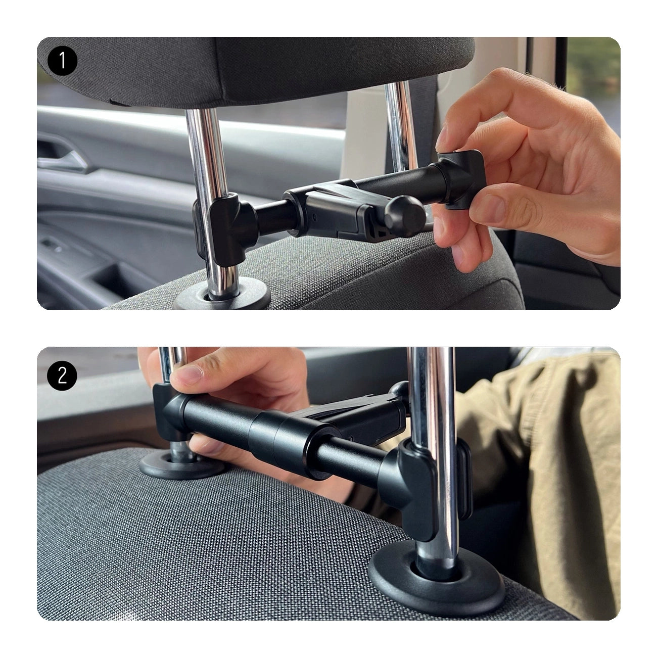 Wozinsky 2-in-1 Auto-Kopfstützenhalterung mit Aufhänger, Schwarz (WTHBK2)