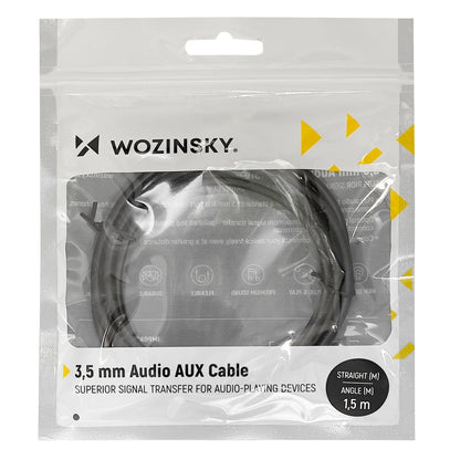 Wozinsky AUX-Kabel, abgewinkelt (Stecker-Stecker), Mini-Klinkenkabel, 1,5 m, Schwarz