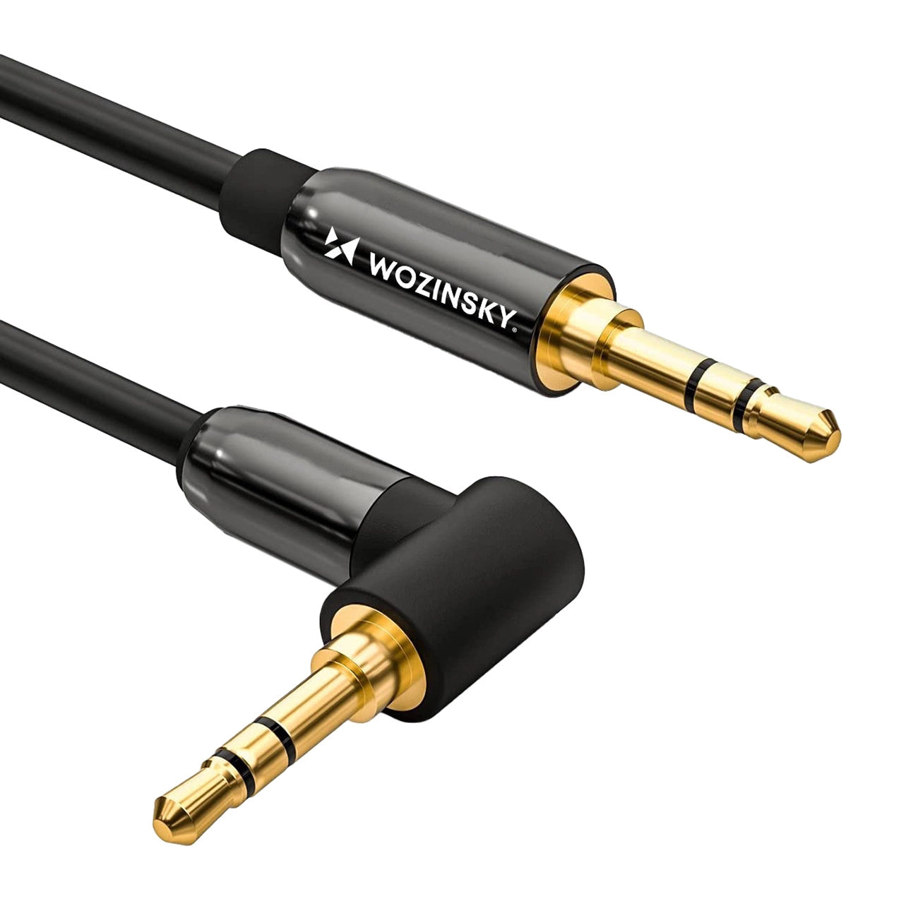 Wozinsky AUX-Kabel, abgewinkelt (Stecker-Stecker), Mini-Klinkenkabel, 1,5 m, Schwarz