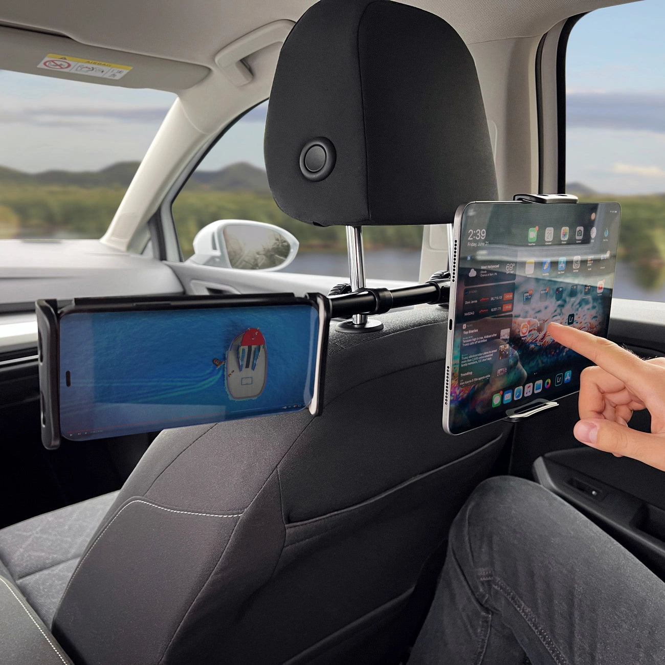Wozinsky Doppel-Kopfstützen-Autotelefonhalter Schwarz (WTHBK1)