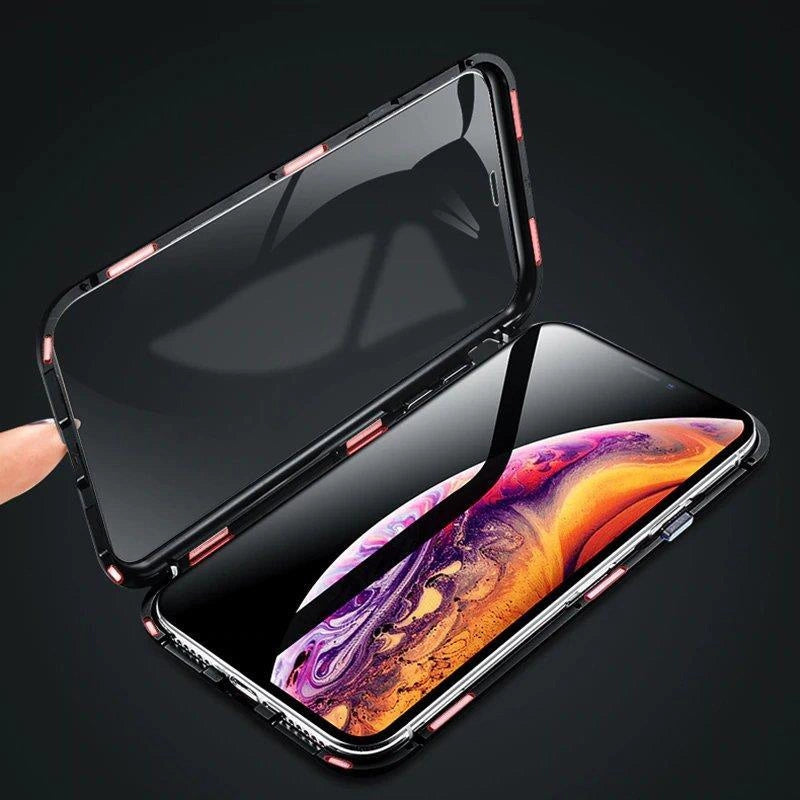 Wozinsky Full Magnetic Case 360 Magnetic Case Vorder- und Rückseite mit integriertem Glas Samsung Galaxy A72 4G Schwarz-Transparent