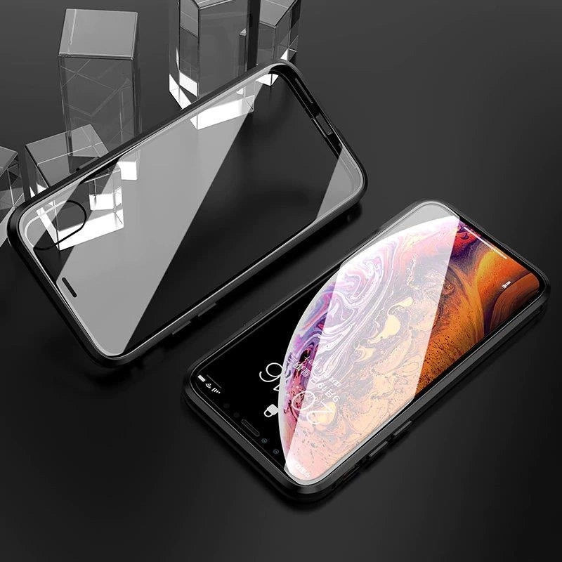 Wozinsky Full Magnetic Case 360 Magnetic Case Vorder- und Rückseite mit integriertem Glas Samsung Galaxy A72 4G Schwarz-Transparent