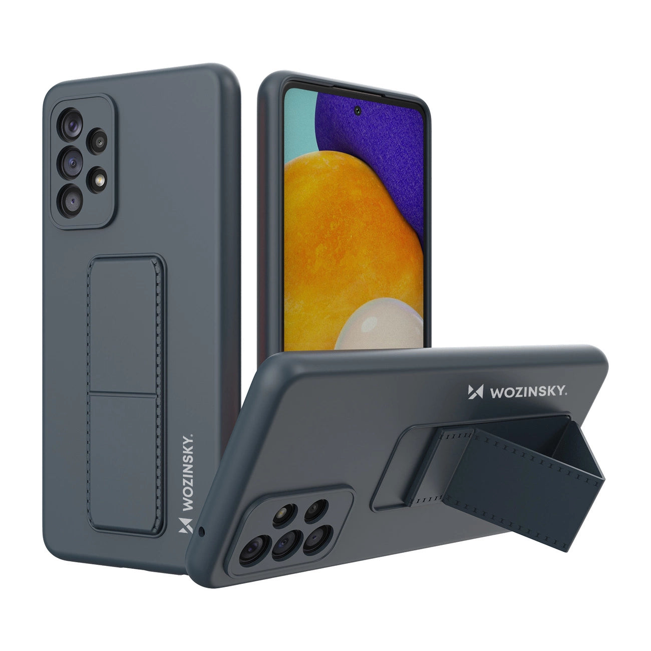 Wozinsky Kickstand Case Silikonhülle mit Ständer für Samsung Galaxy A73 Marineblau
