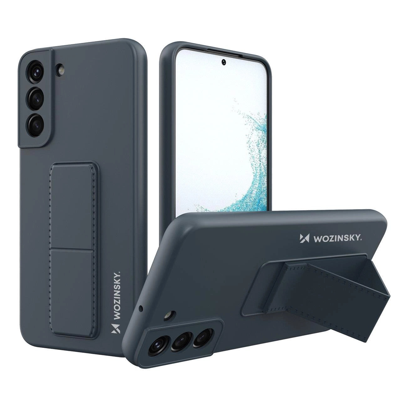 Wozinsky Kickstand Case Silikonhülle mit Ständer für Samsung Galaxy S22+ Marineblau