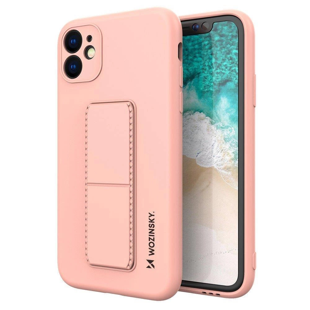 Wozinsky Kickstand Case iPhone 12 Pro Silikonhülle mit Ständer Rosa
