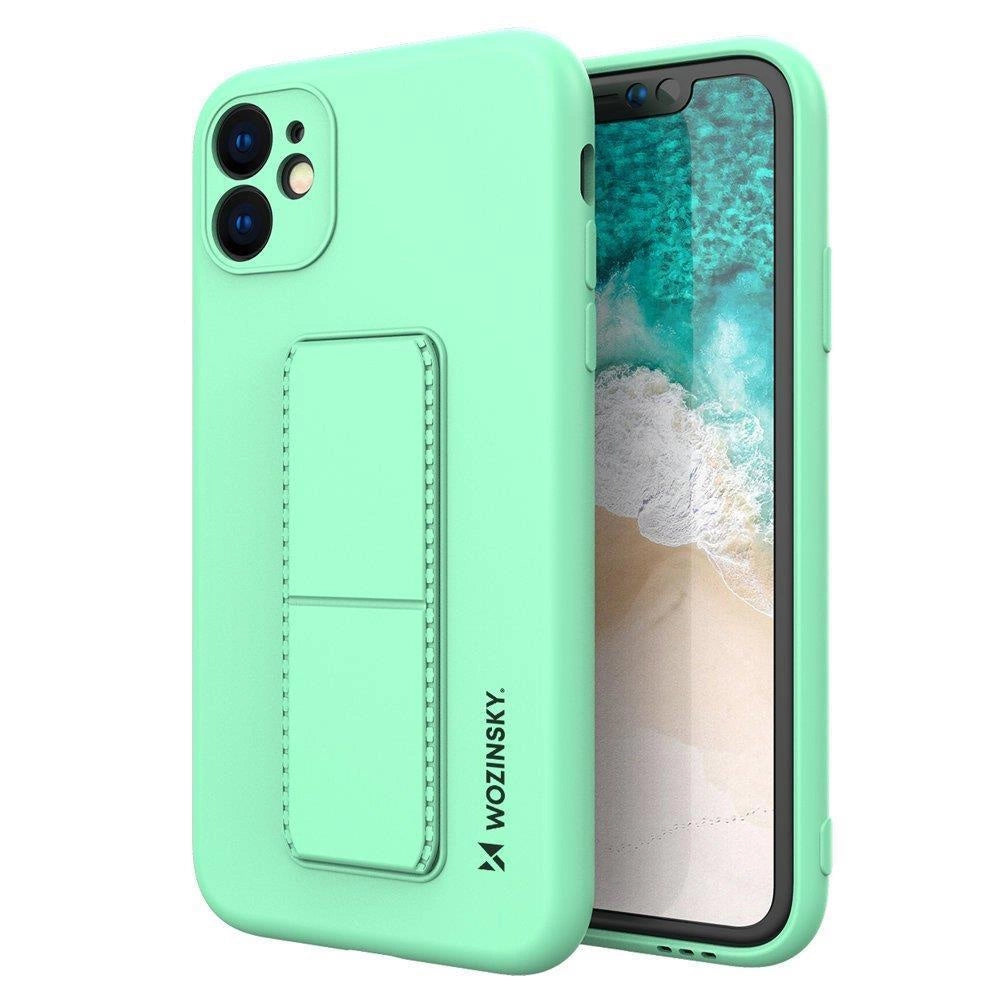 Wozinsky Kickstand Case iPhone 12 mini Silikonhülle mit Ständer mint
