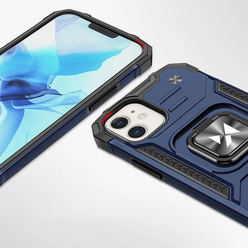 Wozinsky Ring Armor Hülle für iPhone 14 Plus gepanzerte Hülle magnetischer Haltering blau