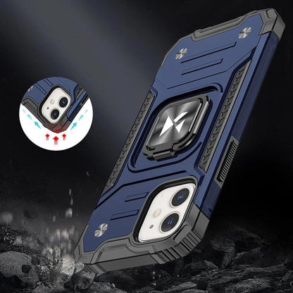 Wozinsky Ring Armor Hülle für iPhone 14 Plus gepanzerte Hülle magnetischer Haltering blau