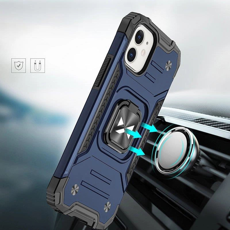 Wozinsky Ring Armor Hülle für iPhone 14 Plus gepanzerte Hülle magnetischer Haltering blau