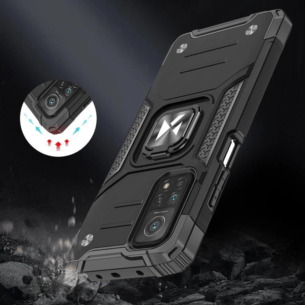 Wozinsky Ring Armor Tough Hybrid Case Cover + Magnethalter für Samsung Galaxy A03s schwarz