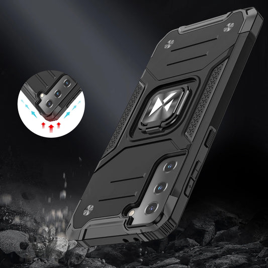 Wozinsky Ring Armor Tough Hybrid Case Cover + Magnethalterung für Samsung Galaxy S22 + (S22 Plus) Schwarz