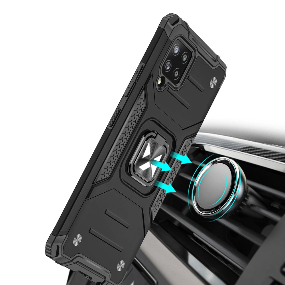 Wozinsky Ring Armor robuste Hybrid-Hülle + Magnethalterung für Samsung Galaxy A42 5G blau