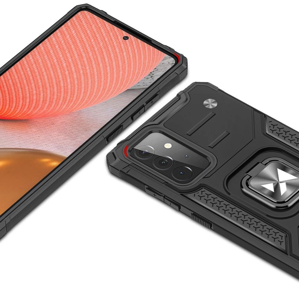 Wozinsky Ring Armor robuste Hybrid-Hülle + Magnethalterung für Samsung Galaxy A72 4G blau