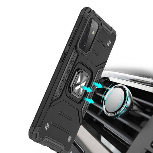 Wozinsky Ring Armor robuste Hybrid-Hülle + Magnethalterung für Samsung Galaxy A72 4G schwarz