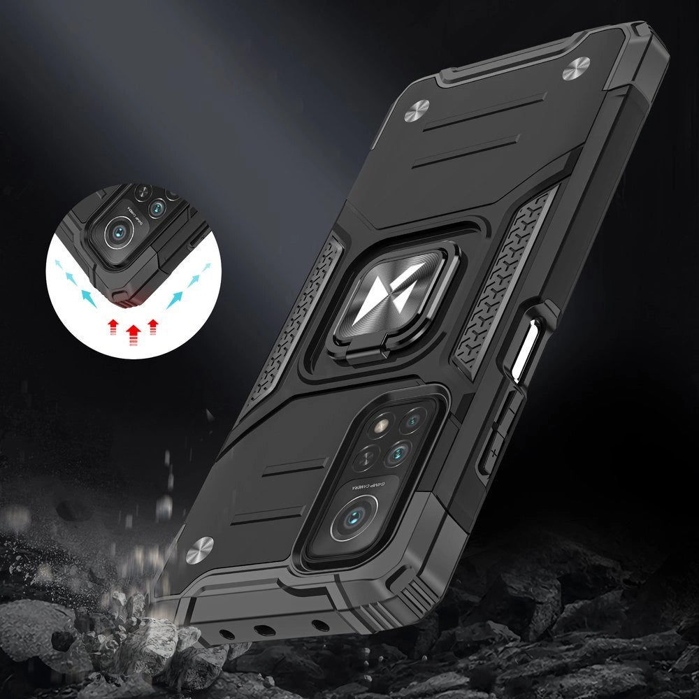 Wozinsky Ring Armor robuste Hybrid-Hülle + Magnethalterung für Samsung Galaxy A72 4G schwarz