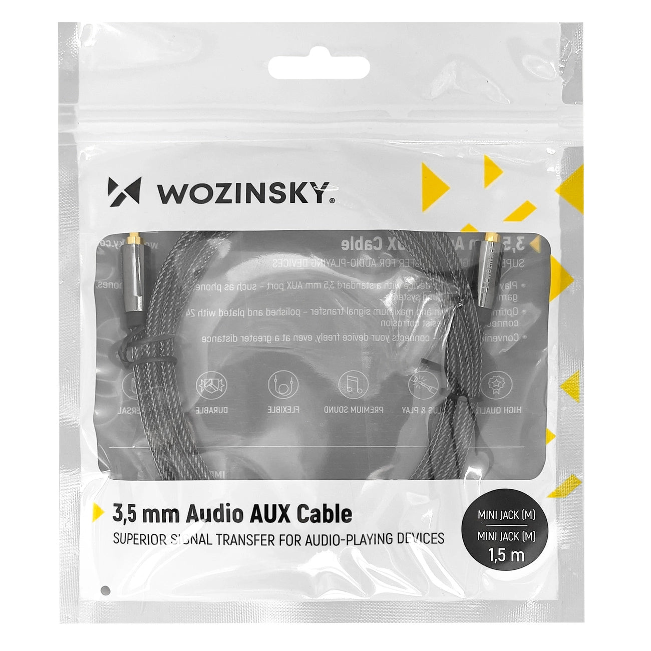 Wozinsky Universal Miniklinkenkabel 2x AUX Kabel 3 m schwarz