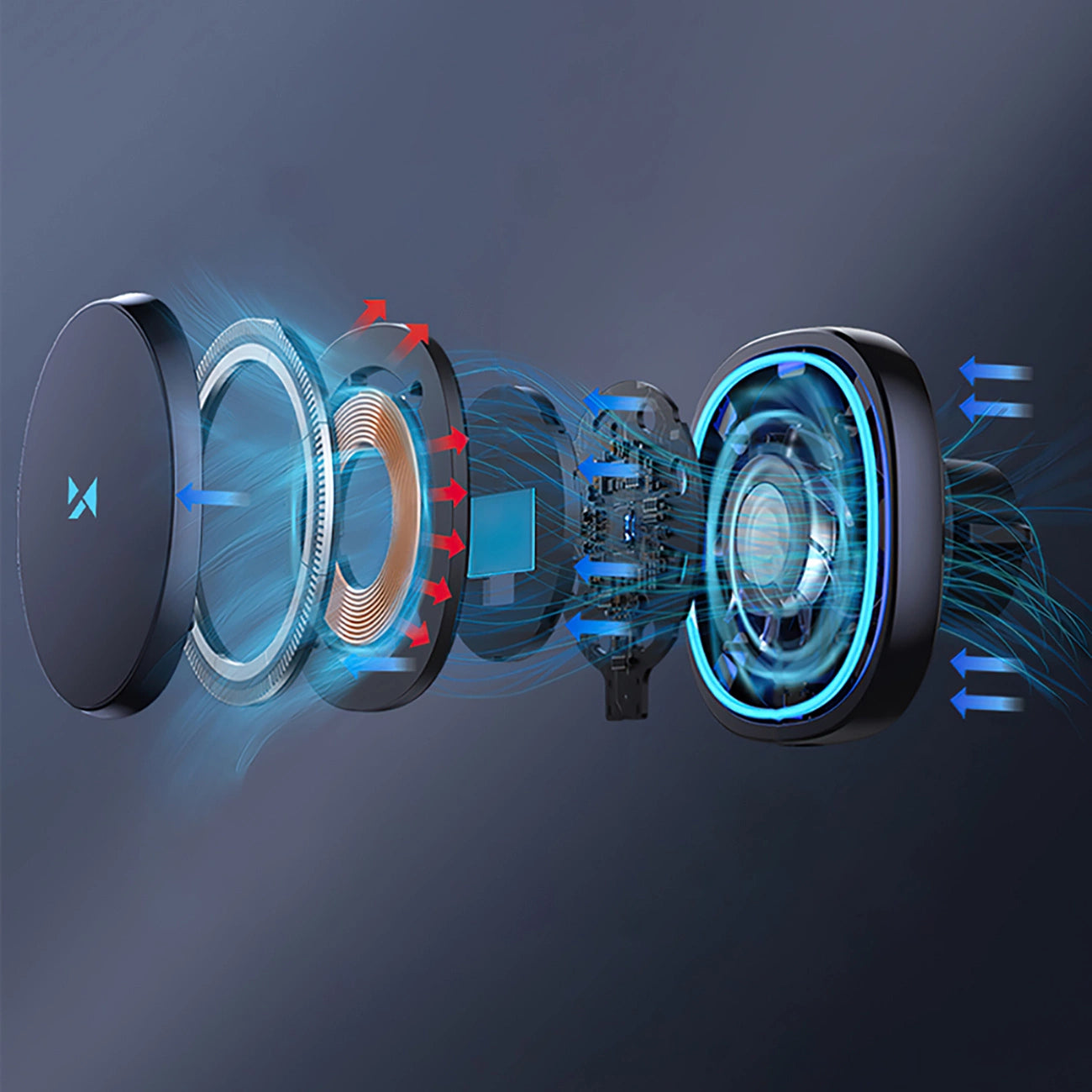 Wozinsky WCT5-6S2Y Autohalterung mit Qi/MagSafe 15W kabellosem Ladegerät und Lüftungsventilator - Schwarz