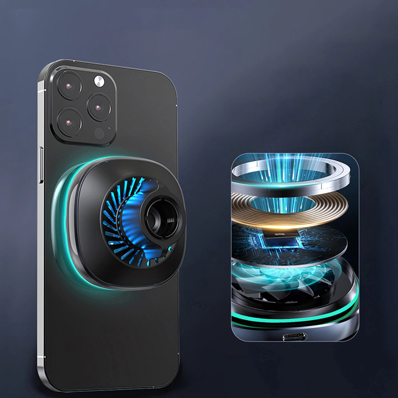 Wozinsky WCT5-6S2Y Autohalterung mit Qi/MagSafe 15W kabellosem Ladegerät und Lüftungsventilator - Schwarz