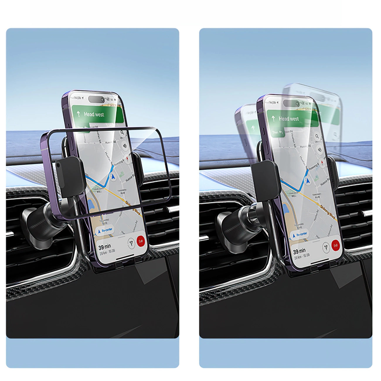 Wozinsky WEDZ-3Y8S Auto-Klemmhalterung mit 15W induktivem Ladegerät für Telefon an der Lüftungsöffnung - schwarz