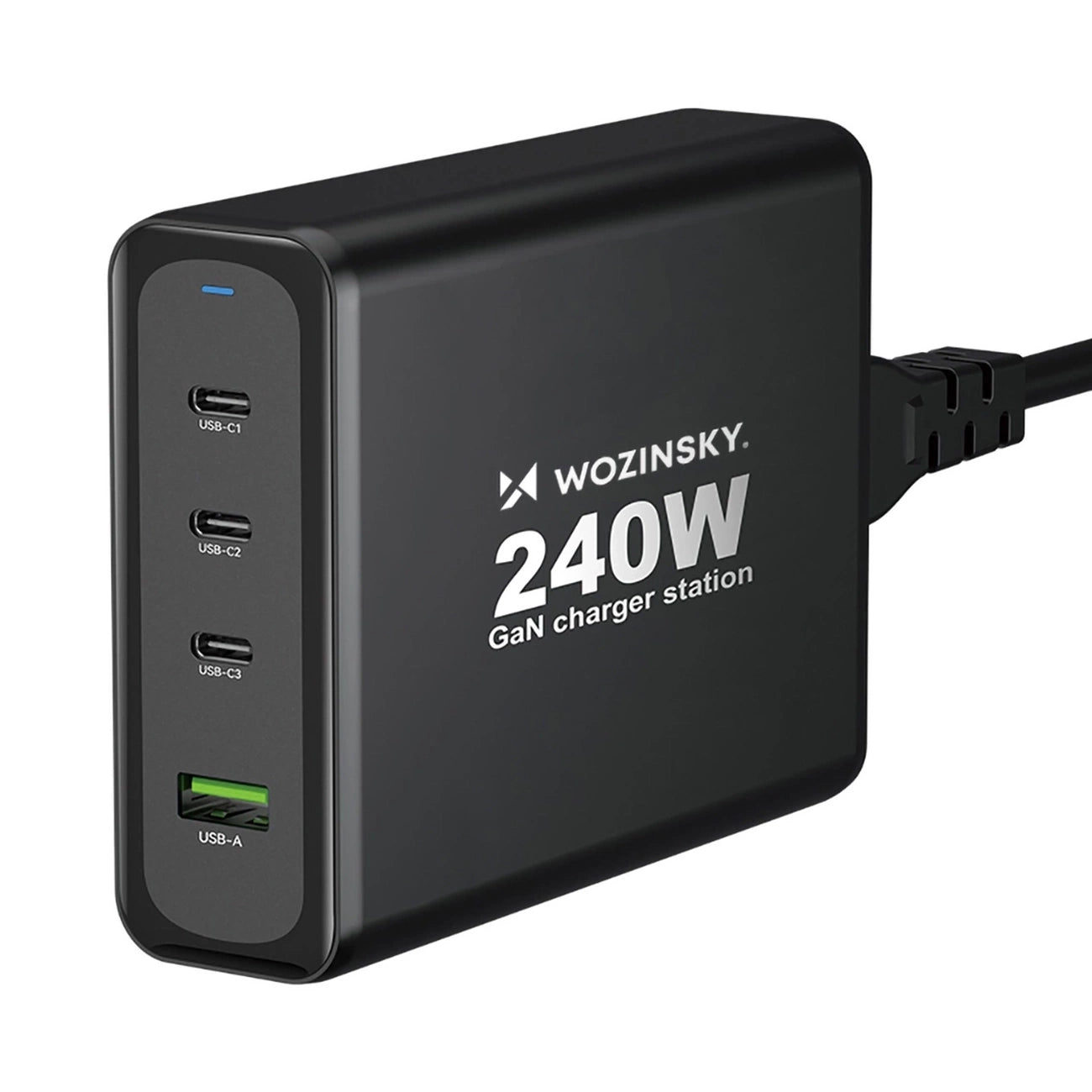 Wozinsky WGCSB 240W GaN Wandladegerät USB-A / 3 x USB-C - Schwarz