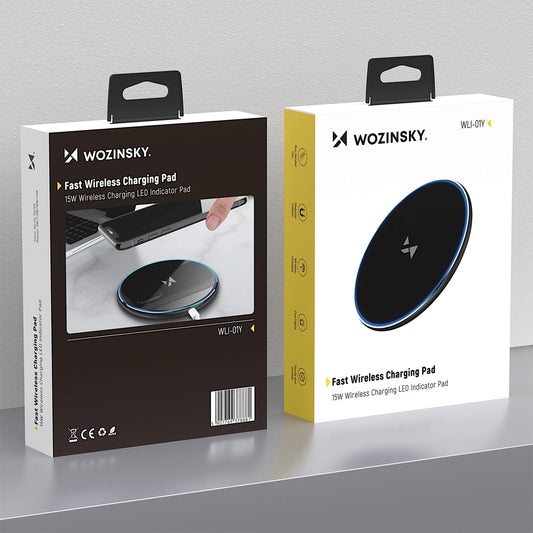Wozinsky WLI-01Y 15W Qi Induktives Ladegerät mit USB-C Kabel - Schwarz