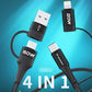 Wozinsky WNBAA 4in1 Kabel 2x USB-C 1x USB-A 1x Lightning 60W 1 m - Schwarz