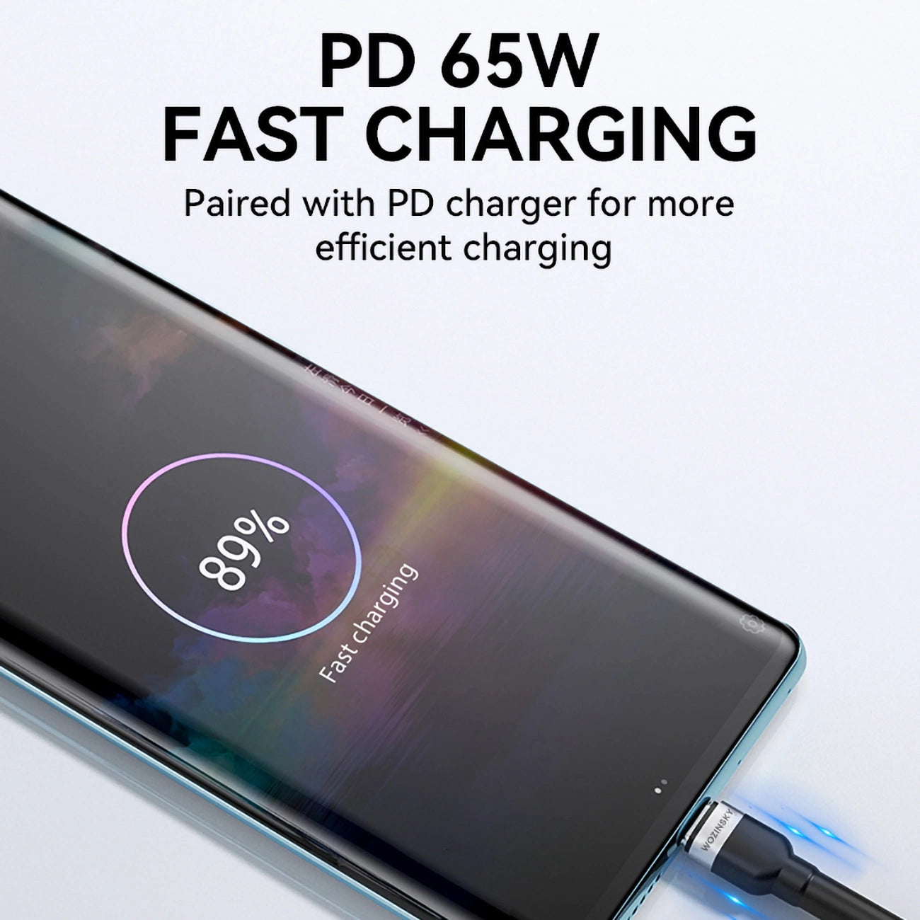 Wozinsky WNBCC2 USB-C / USB-C PD 65W Kabel 2 m - Schwarz