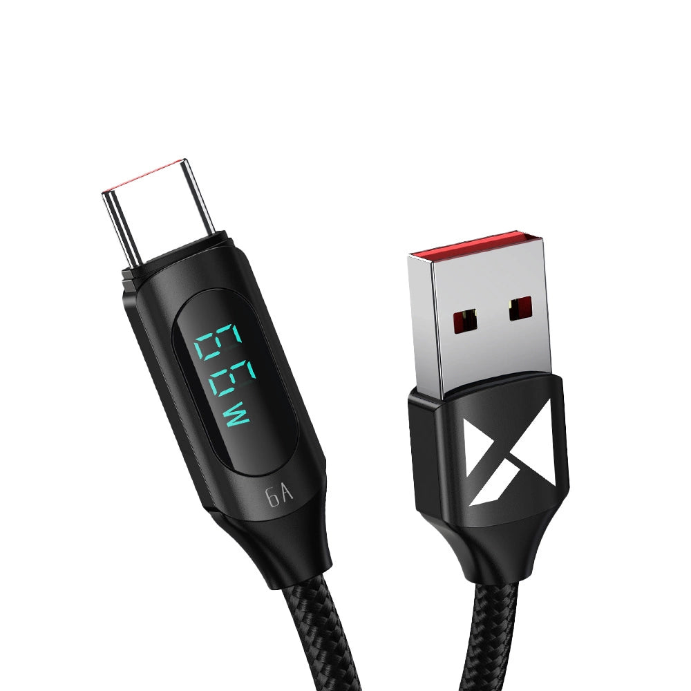 Wozinsky WUACC1 USB A - USB C Kabel mit Display 66W 6A 1m - Schwarz