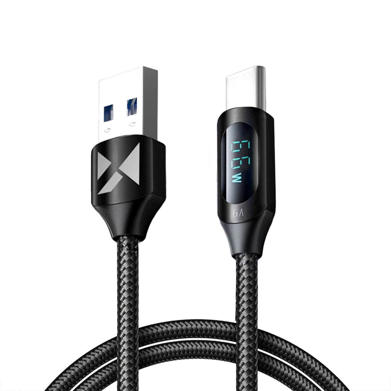 Wozinsky WUACC1 USB A - USB C Kabel mit Display 66W 6A 1m - Schwarz