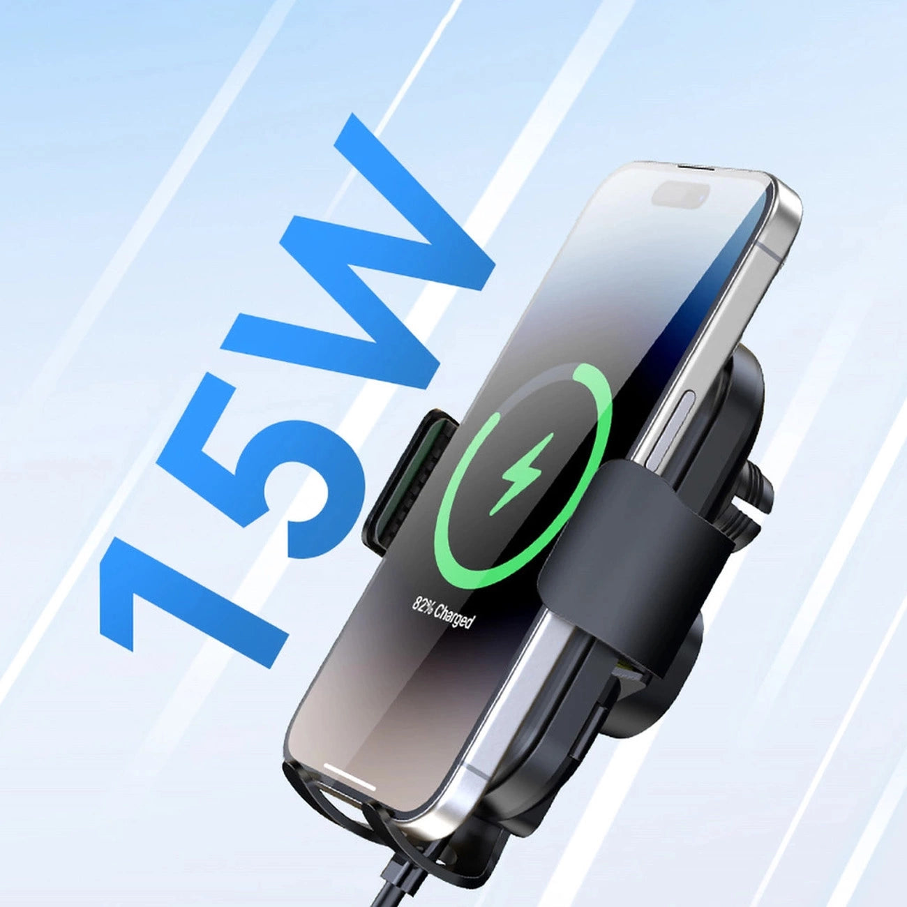 Wozinsky WUMID Auto-Armaturenbrett-Telefonhalterung mit 15 W induktivem Ladegerät, Schwarz