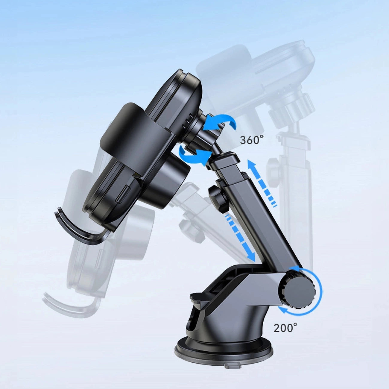 Wozinsky WUMID Auto-Armaturenbrett-Telefonhalterung mit 15 W induktivem Ladegerät, Schwarz